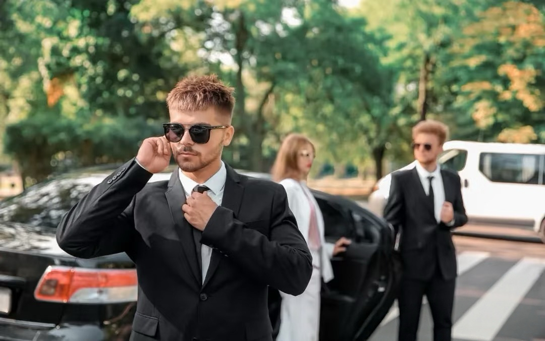 Security professional observing a site